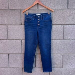 Madewell 10” High Rise Button Fly Skinny Jeans Size 26